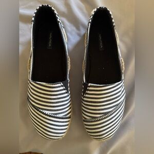 Nautica Rudder Slip-On Espadrille Flat White Black Stripe US Women's 8 - NICE!